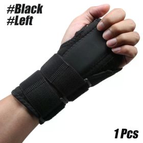 1Pcs Wrist Brace Carpal Tunnel, Adjustbale Wrist Support and Metal Splint Stabilizer, Night Sleeep Hand Brace for Pain Relief (Color: Black-Left)