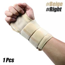 1Pcs Wrist Brace Carpal Tunnel, Adjustbale Wrist Support and Metal Splint Stabilizer, Night Sleeep Hand Brace for Pain Relief (Color: Beige-Right)